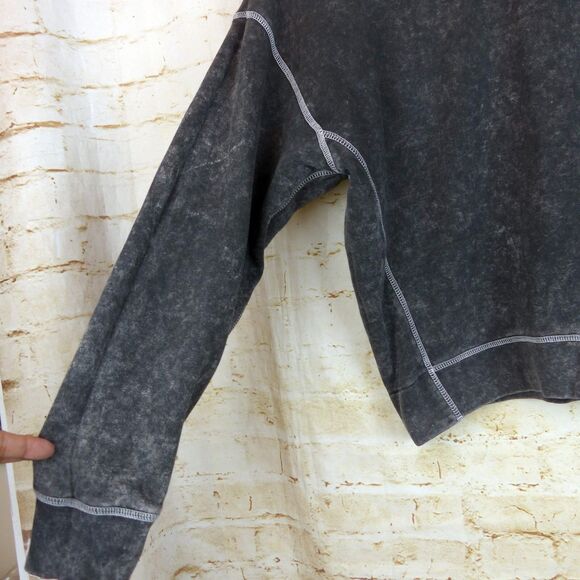 Nike Sweatshirt Women S Black Acid Wash Rebel Crew Relaxed Boxy Logo Patch Sport - Picture 6 of 13